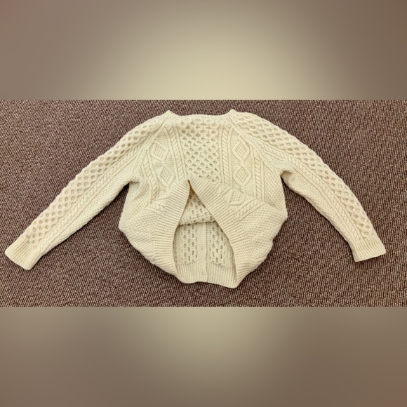 Vtg Men's Unisex L/XL Hand Knit 100% Wool Irish Fisherman's Cardigan Sweater - Picture 9 of 16